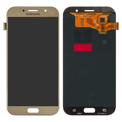 Дисплей для Samsung A720 Galaxy A7 2017 , золотистий, без рамки, Оригінал переклеєне скло 
