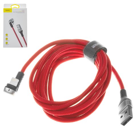 USB кабель Baseus Green U shaped lamp Mobile Game, USB тип A, Lightning, 200 см, 1,5 А, красный, П образный, в нейлоновой оплетке, #CALUX B09