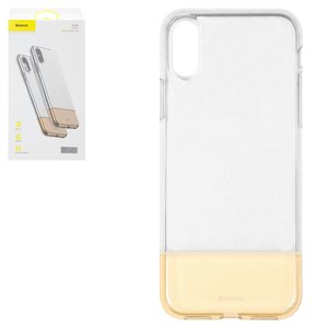 Чехол Baseus для iPhone X, iPhone XS, золотистый, бесцветный, прозрачный, силикон, #WIAPIPH58 RY0V