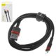 USB кабель Baseus Cafule, USB тип-A, Lightning, 100 см, 2,4 А, чорний, червоний, #CALKLF-B19