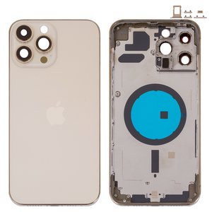 Корпус для iPhone 13 Pro Max, золотистий, з тримачем SIM карти, з боковими кнопками, gold