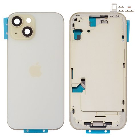 Корпус для iPhone 15, жовтий, з тримачем SIM карти, з боковими кнопками, Original PRC , EU version
