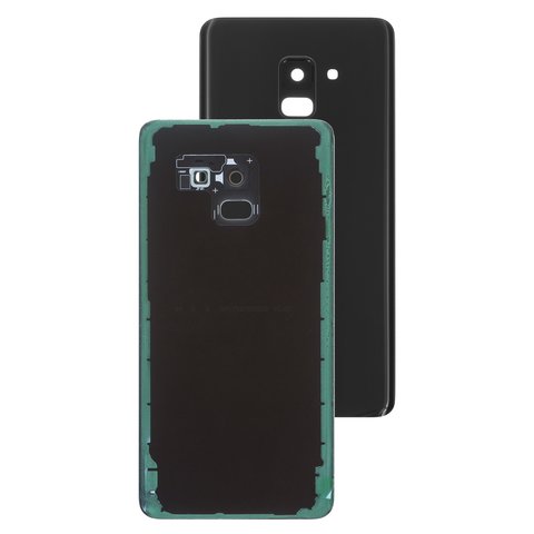Housing Back Cover compatible with Samsung A730F Galaxy A8+ 2018 , black, with camera lens 