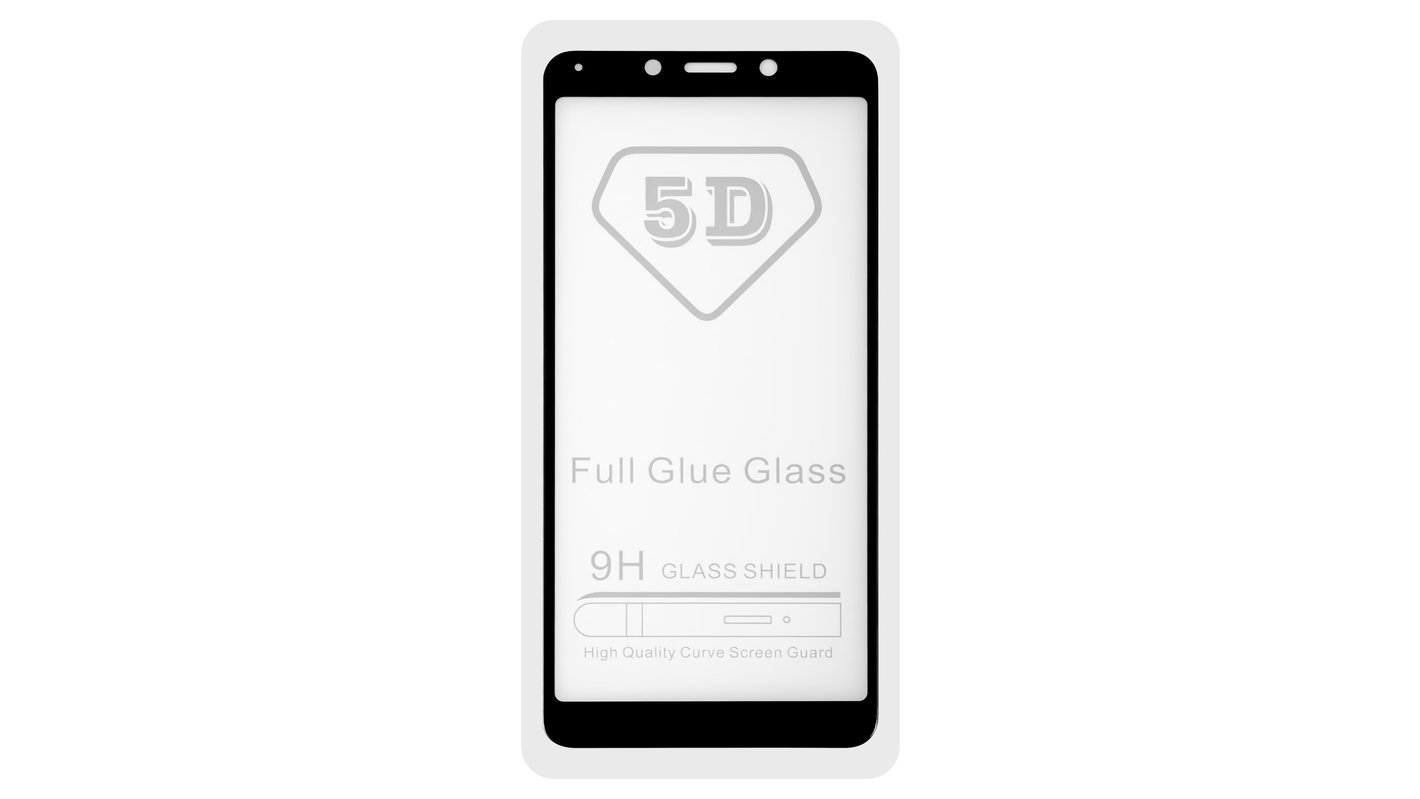 Защитное стекло All Spares для Xiaomi Redmi 6, Redmi 6A, 5D Full Glue,  черный, cлой клея нанесен по всей поверхности - All Spares