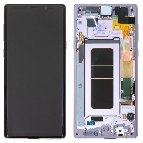 Pantalla LCD puede usarse con Samsung N960 Galaxy Note 9, morado, con marco, Original PRC , lavender Purple, original glass