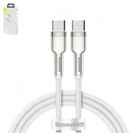 USB Cable Baseus Cafule Series Metal, 2xUSB type C, 100 cm, 100 W, white  #CATJK C02