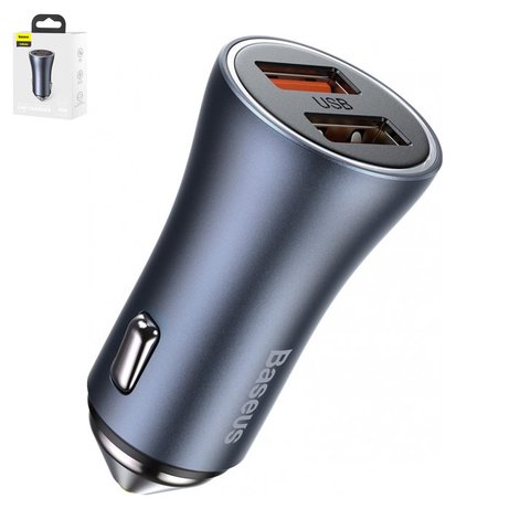 Car Charger Baseus Golden Contactor Pro, gray, Quick Charge, 40 W, 3 A, 2 outputs, 12 24 V  #CCJD A0G
