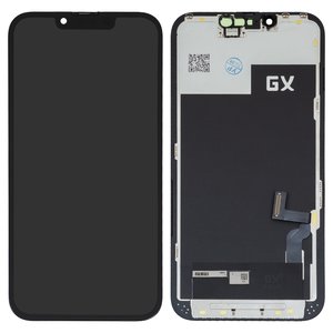 LCD compatible with iPhone 13, black, with frame, HC, OLED , GX OEM hard 
