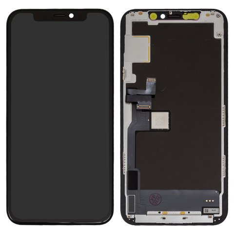 Pantalla LCD puede usarse con iPhone 11 Pro, negro, con marco, PRC, sin microchip, #Self welded OEM