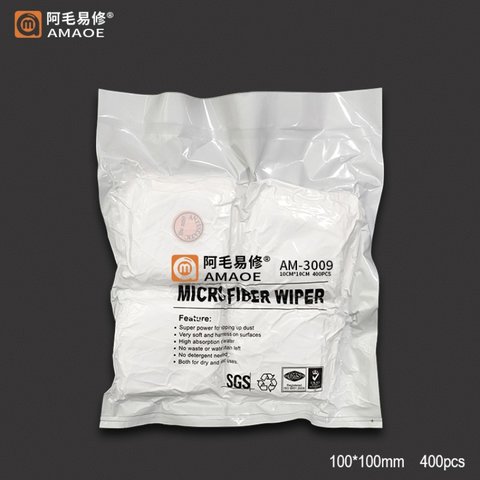 Microfiber Cloth Amaoe AM 3009, for dust and fingerprints removing, 400 pcs., 100*100 mm 