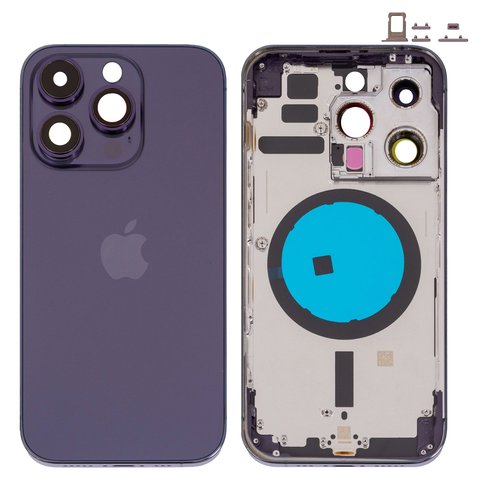 Carcasa puede usarse con iPhone 14 Pro, morado, con botones laterales,  con sujetador de tarjeta SIM, Original PRC , EU Version, deep purple