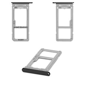 SIM Card Holder compatible with Samsung G950FD Galaxy S8, G955FD Galaxy S8 Plus, black, midnight Black, dual SIM 