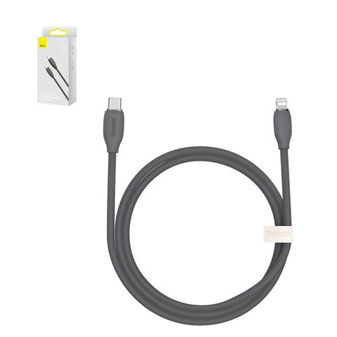 USB кабель Baseus Jelly Liquid Silica Gel, USB тип C, Lightning, 120 см, 20 Вт, черный, #CAGD020001