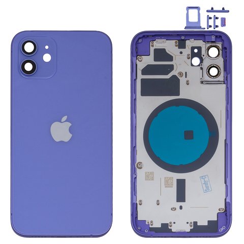 Housing compatible with iPhone 12, purple, with SIM card holders, with side button, HC, purple 