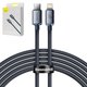 USB кабель Baseus Crystal Shine Series, USB тип-C, Lightning, 200 см, 20 Вт, черный, #CAJY000301