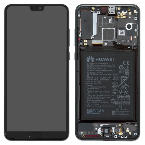 Pantalla LCD puede usarse con Huawei P20 Pro, negro, con marco, con bateria, Original PRC , CLT L29 CLT L09
