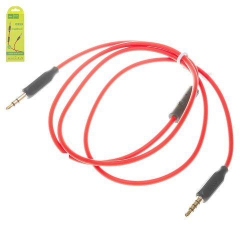 AUX cable Hoco UPA12, TRS 3.5 mm, TRRS 3.5 mm, 100 cm, rojo, de silicona, con micrófono
