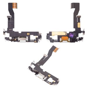 Cable flex puede usarse con iPhone 12, iPhone 12 Pro, del conector de carga, blanco, con micrófono, con componentes, Original PRC 
