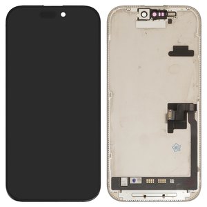 Pantalla LCD puede usarse con iPhone 16 Pro, negro, con marco, vidrio reemplazado
