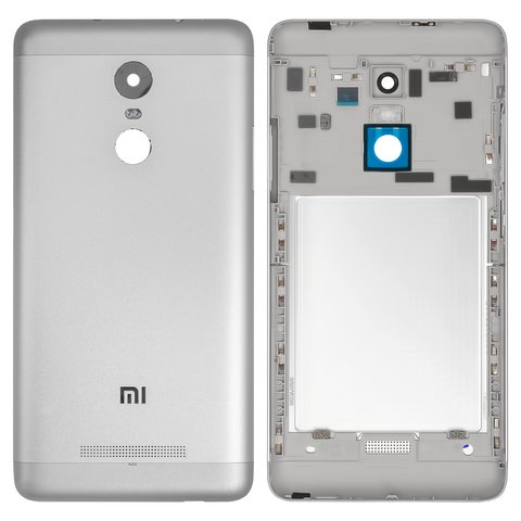 Задня панель корпуса для Xiaomi Redmi Note 3i Pro SE, срібляста, біла, з боковою кнопкою, Original PRC 