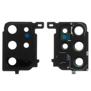 Скло камери для Samsung G985 Galaxy S20 Plus, чорне, з рамкою, cosmic black