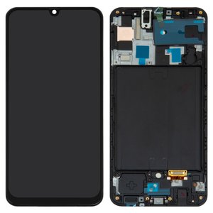 Дисплей для Samsung A505 Galaxy A50, A505F DS Galaxy A50, чорний, з рамкою, Оригінал переклеєне скло 