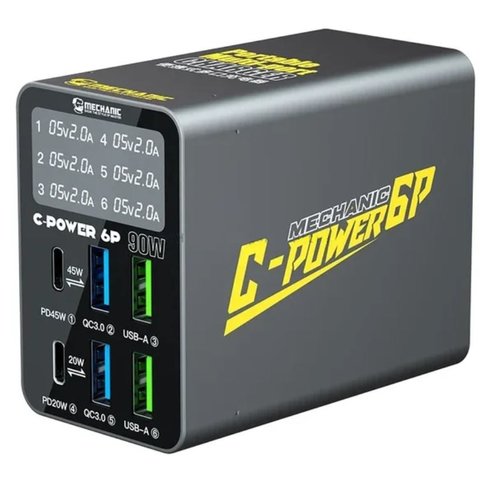 Сетевое зарядное устройство Mechanic C Power 6P, 90 Вт, Quick Charge, Power Delivery PD , 6 портов