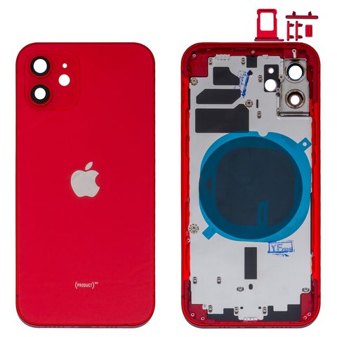 Корпус для iPhone 12, красный, с держателем SIM карты, с боковыми кнопками, HC, red