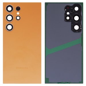 Задняя панель корпуса для Samsung S928 Galaxy S24 Ultra, оранжевая, со стеклом камеры, Original PRC , titanium orange