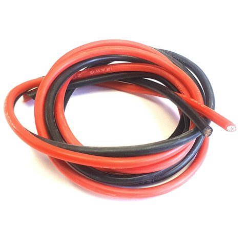 Провод в силиконовой изоляции 12AWG, 3,31 мм², 1 м, черный